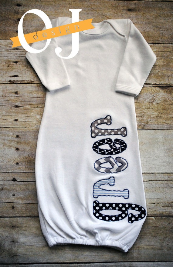 Personalizada Bebé Niño Vestido Azul Azul Marino Y Gris Personalizada Nombre Bordados Apliques Vestido De Niño Niño Bebé Regalo