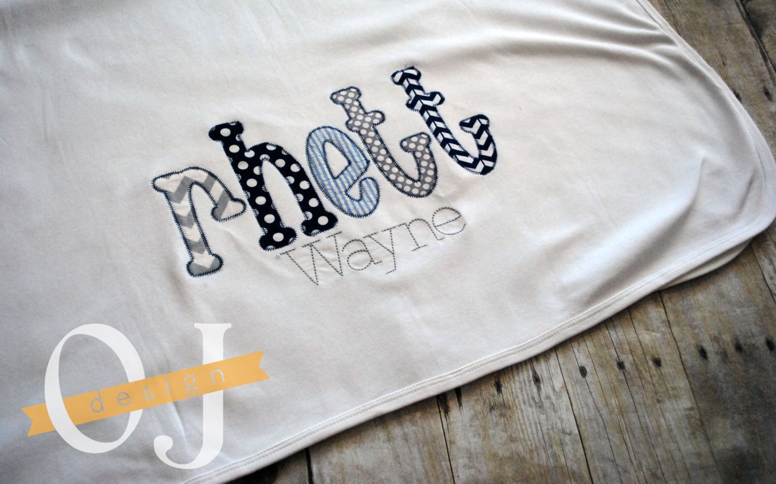 Personalized Baby Name Receiving Blanket Gray Navy Blue and Etsy