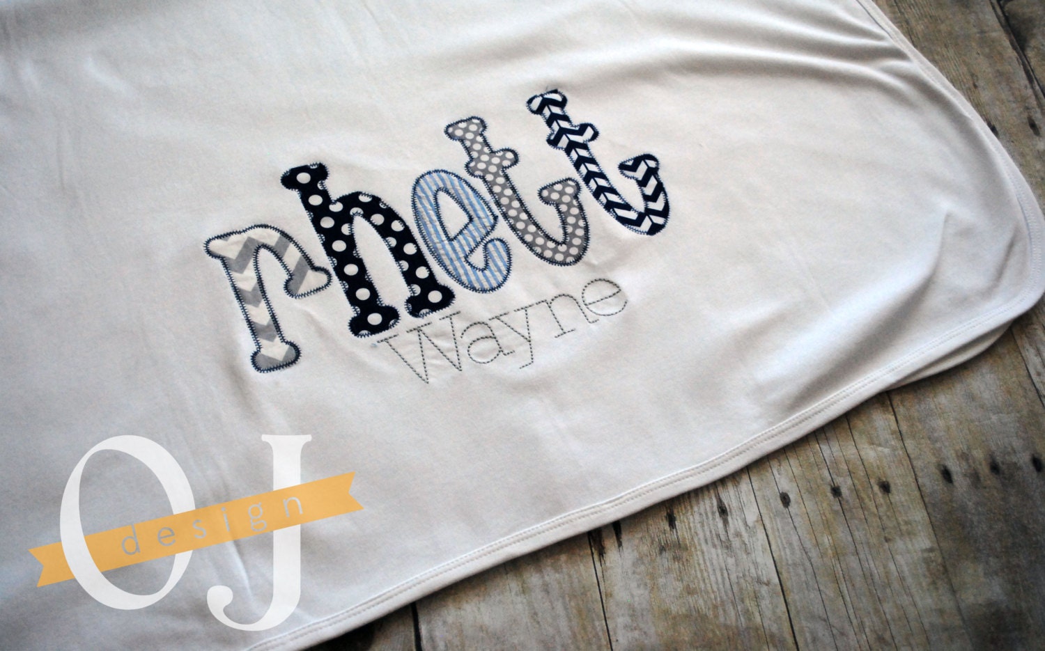 Personalized Baby Name Receiving Blanket Gray Navy Blue and Etsy