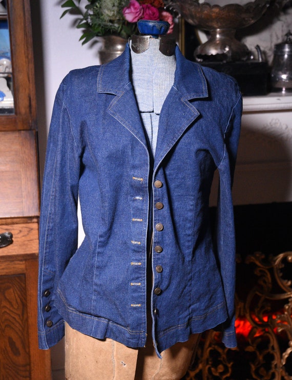 Vintage Denim Texture Cross Front Jacket