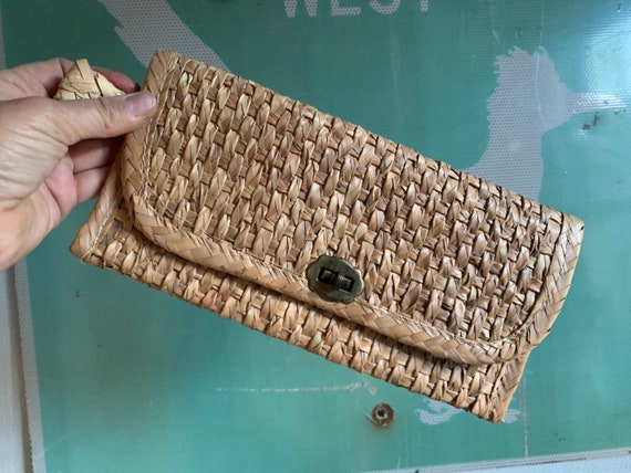 Vintage Super cute straw Raffia Purse - Clutch - - image 8