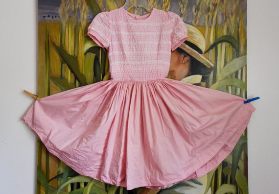 Vintage Girls Pretty in Pink Dress - image 1