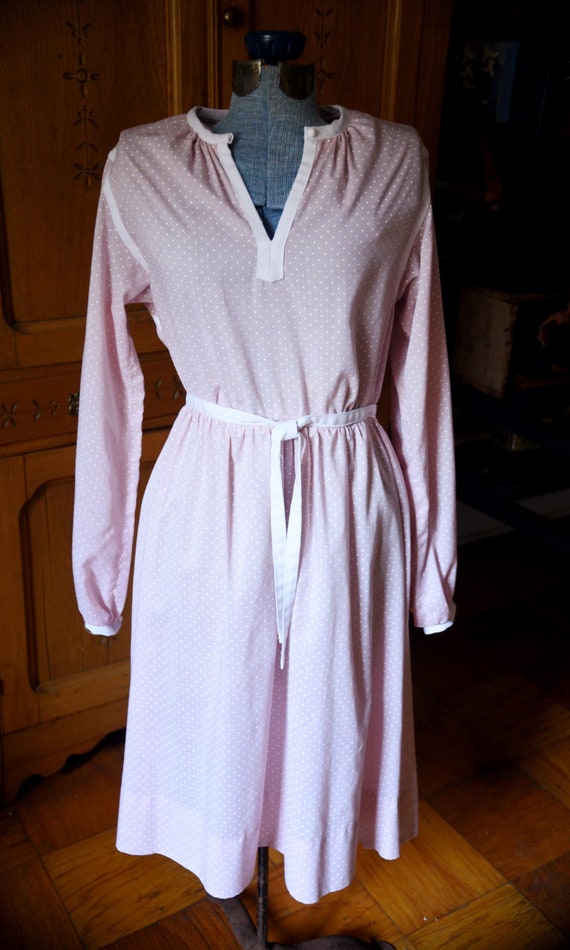 Small - Sweet Vintage Pink Polka Dot Dress - image 6