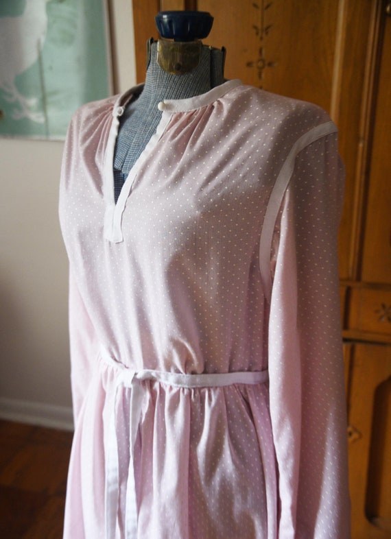 Small - Sweet Vintage Pink Polka Dot Dress - image 2