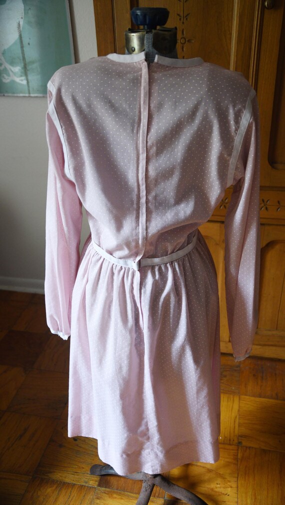 Small - Sweet Vintage Pink Polka Dot Dress - image 3