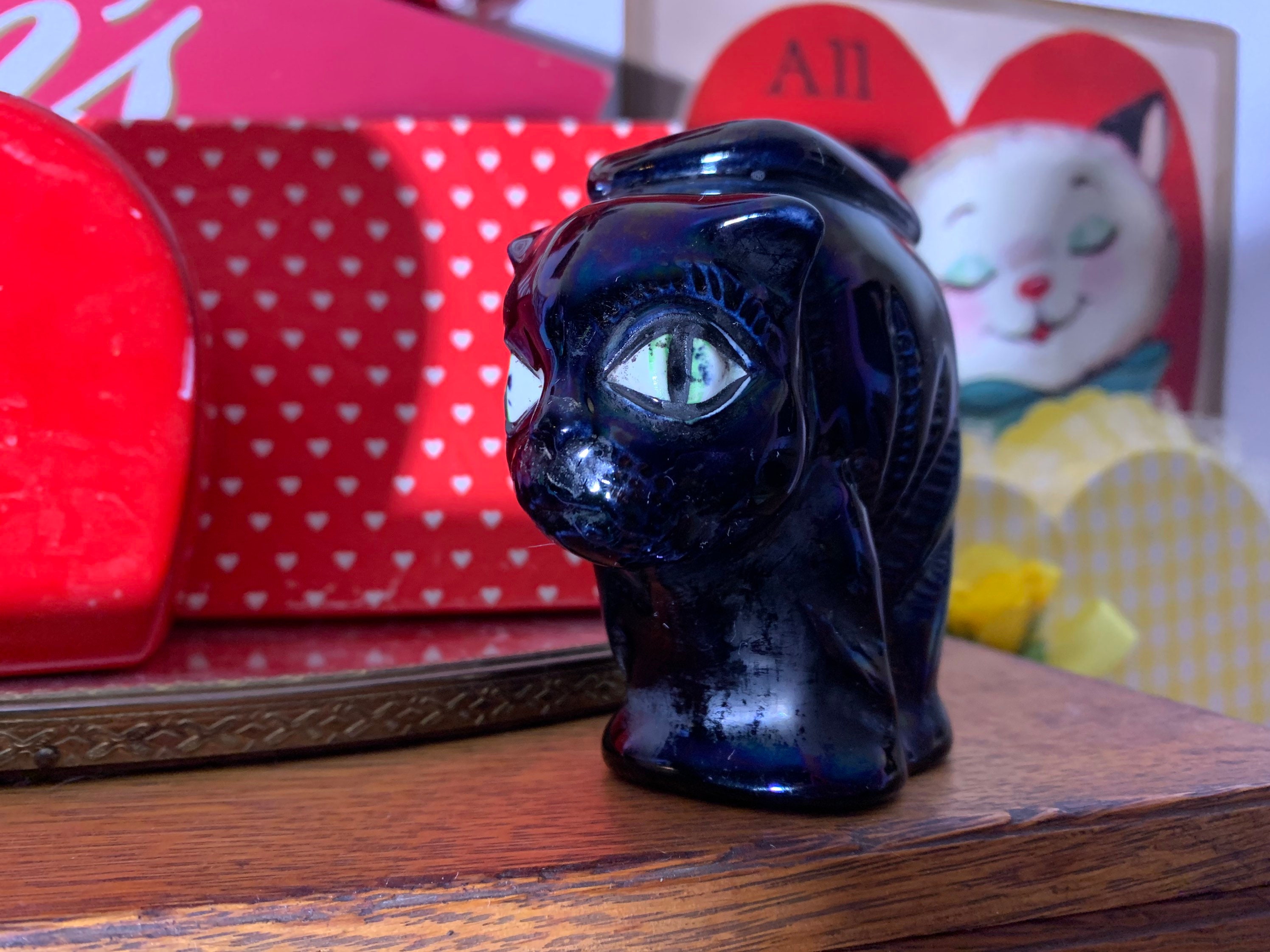 Vintage Ceramic Black Cat Match or Toothpick Holder Etsy