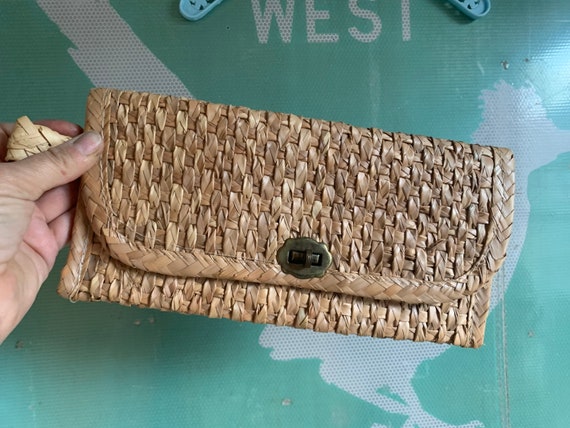 Vintage Super cute straw Raffia Purse - Clutch - - image 6