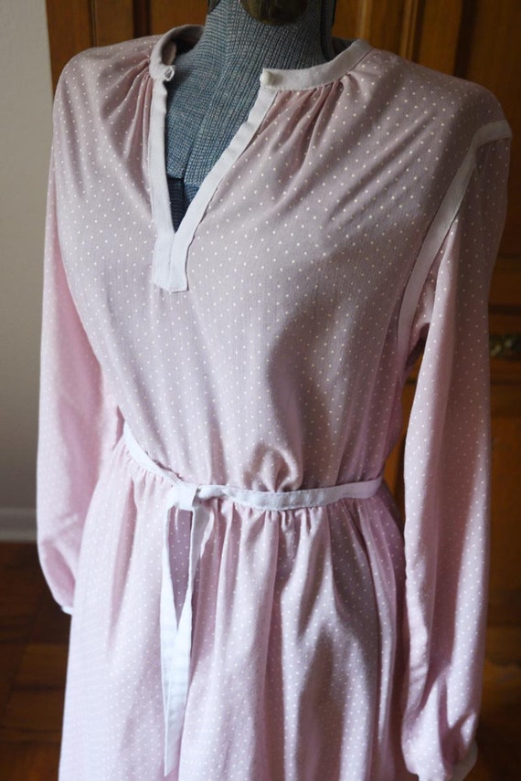 Small - Sweet Vintage Pink Polka Dot Dress - image 5