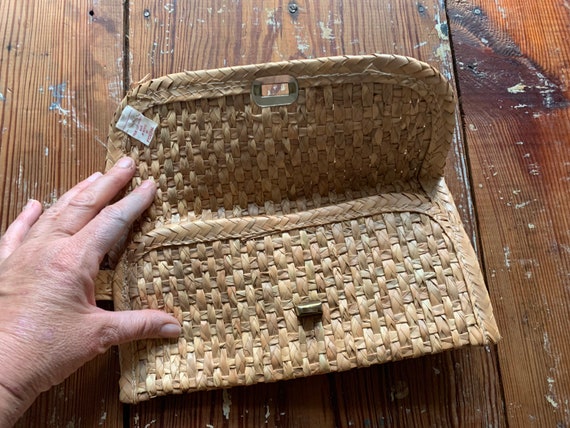 Vintage Super cute straw Raffia Purse - Clutch - - image 7