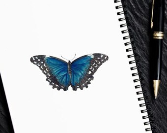 Blue Butterfly - die cut / decal ----- Sticker or Cardstock - Entomology Insect Bug Creepy Planning Resurrection Planner Transformation