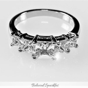 Johanna 5-Stone Princess Cut 2ct Cubic Zirconia Engagement Anniversary Ring-Princess Cubic Zirconia Silver Bridal Wedding Anniversary Ring