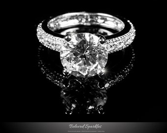 Genevi 3.5 Carat Round Cut Solitaire Engagement CZ Ring-4.5 Carat Cubic Zirconia Engagement Eternity Ring-CZ Diamond Wedding Ring-BS108336R