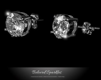 1 Carat Round Cut CZ .925 Sterling Silver Studs Earrings, Classic 6.25mm CZ Faux Diamond Studs