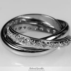 Kefira Three Band Cocktail Triplet 1 Carat Cubic Zirconia Ring, Infinity Fashion Promise Wedding Anniversary Band Ring-BSJBR107106R