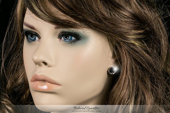 ピアス [BLACKMUSE] Embossed ball Earrings Black Agate Bead Hoop Earrings 40mm Sterling Silver with 10K