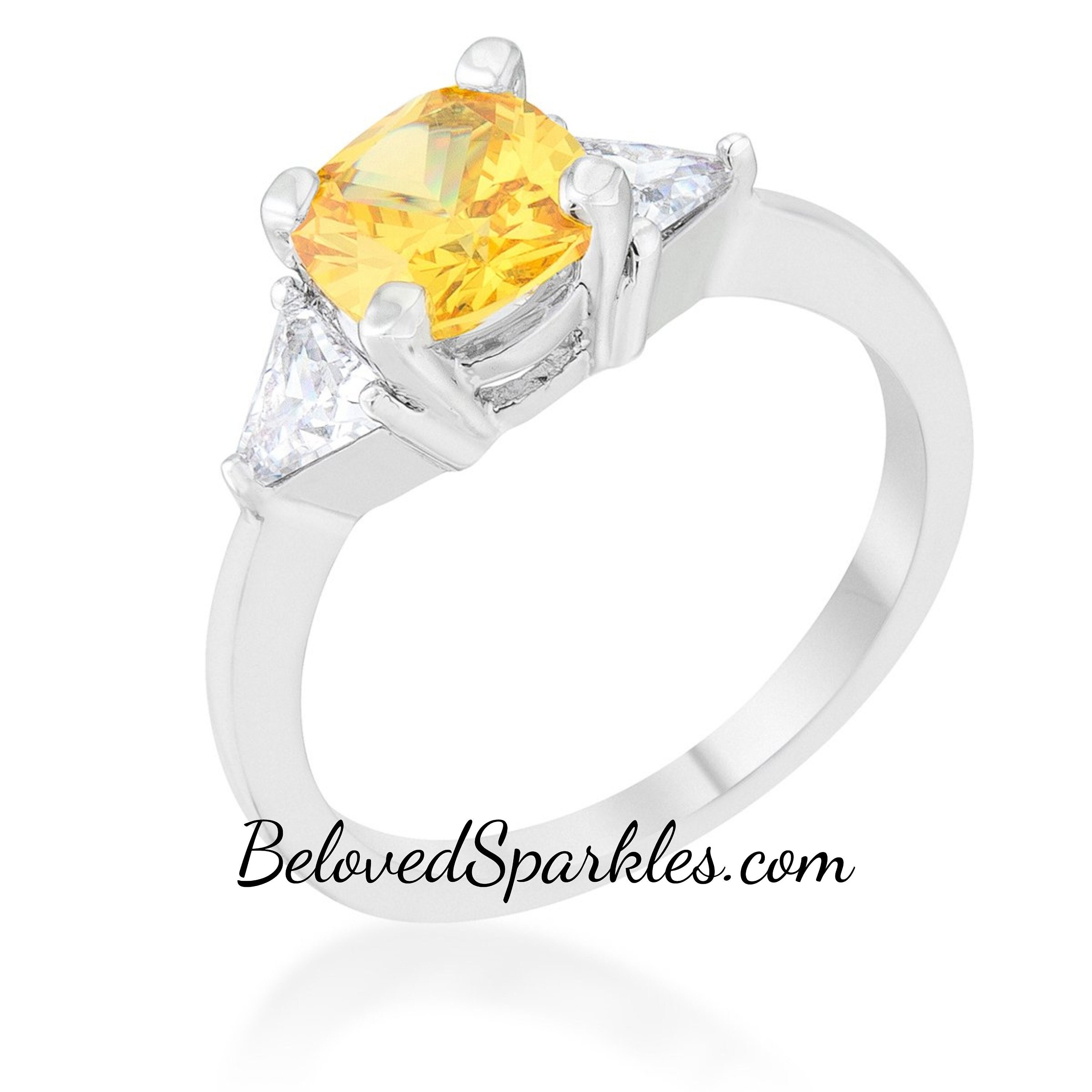 Bague Or Plaqué Argent 925 - Zircon Cubique Cushion-cut 4mm - Taille 8 - Neuve