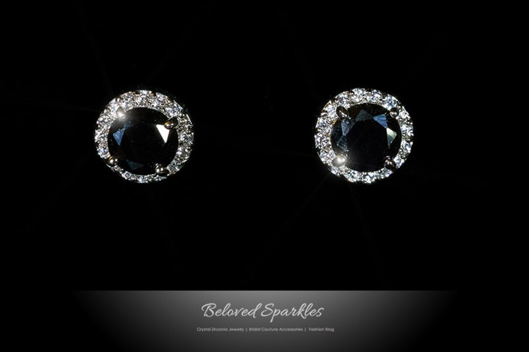 ピアス [BLACKMUSE] Embossed ball Earrings MYJS Emma Pave Ball Earrings Stud with Black Swarovski