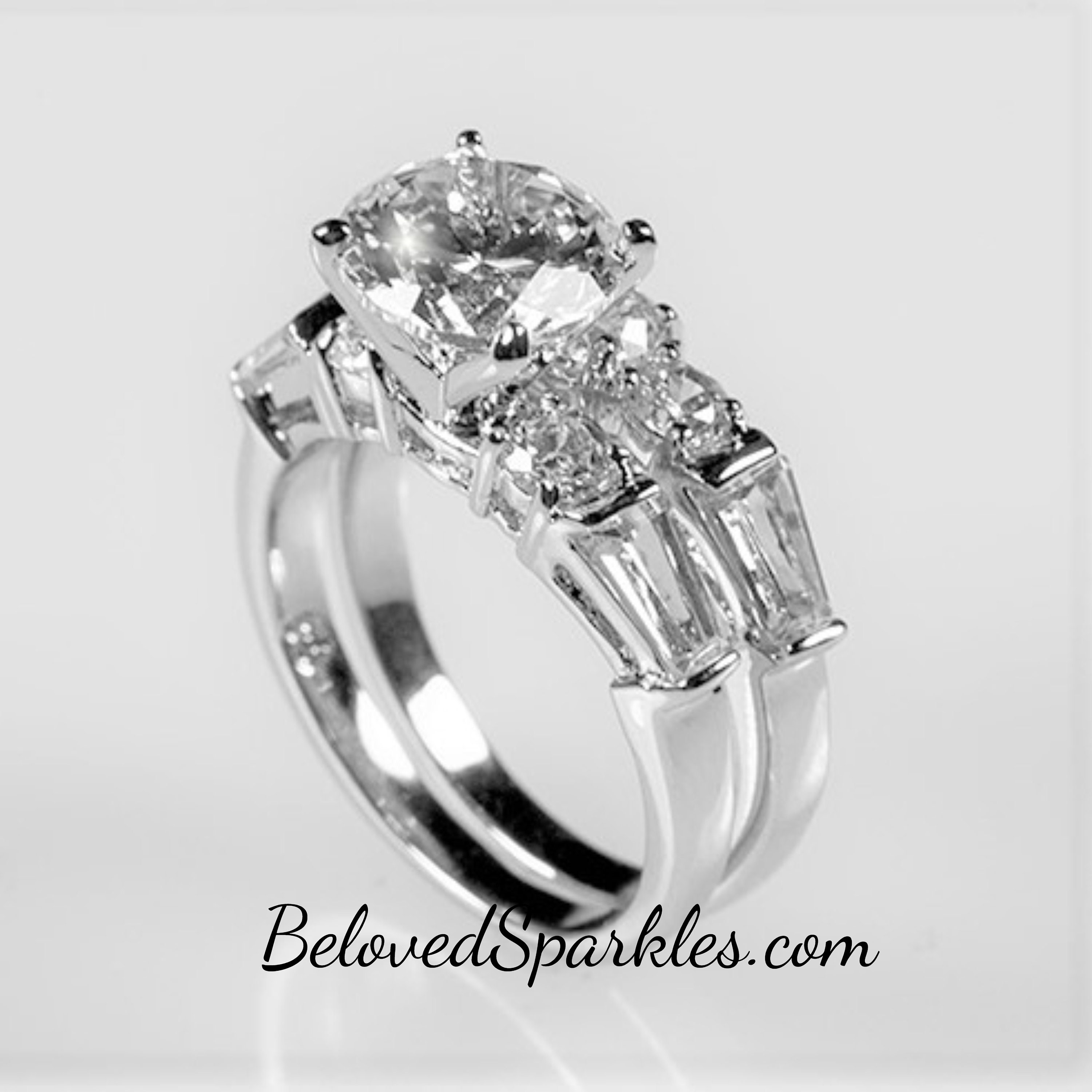 Wedding ring sets with baguettes sale