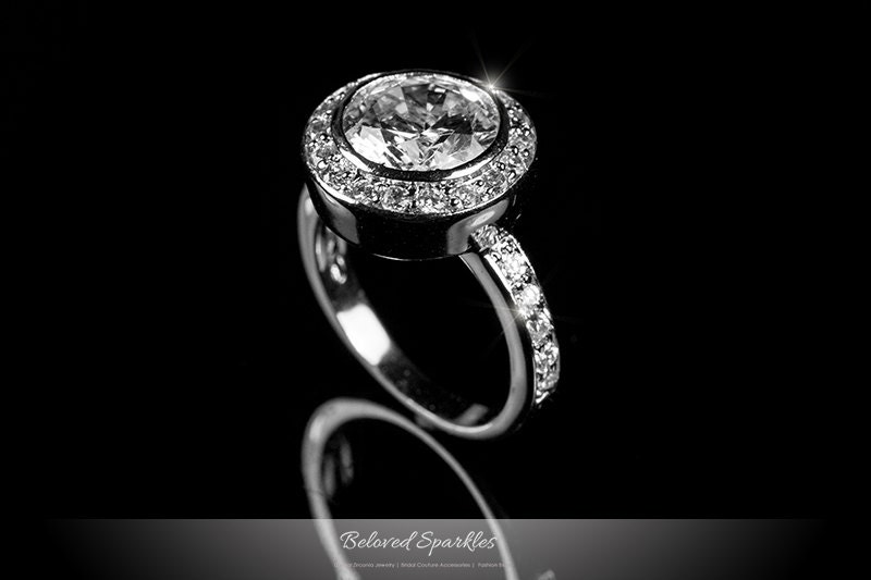 Sizes 5-10 Sterling Silver Womens Colorless Cubic Zirconia Round Solitaire Halo Wedding Set Ring Sizes 5-10 Sterling Silver Womens Colorless Cubic Zirconia Round Solitaire Halo Wedding Set Ring