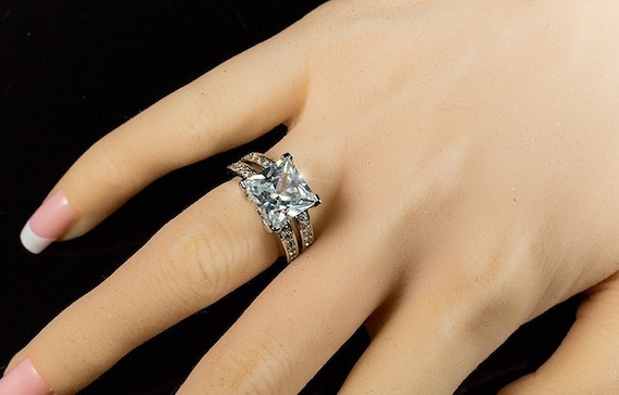 7 Carat Solitaire Princess Cut CZ Engagement Ring Cubic Zirconia