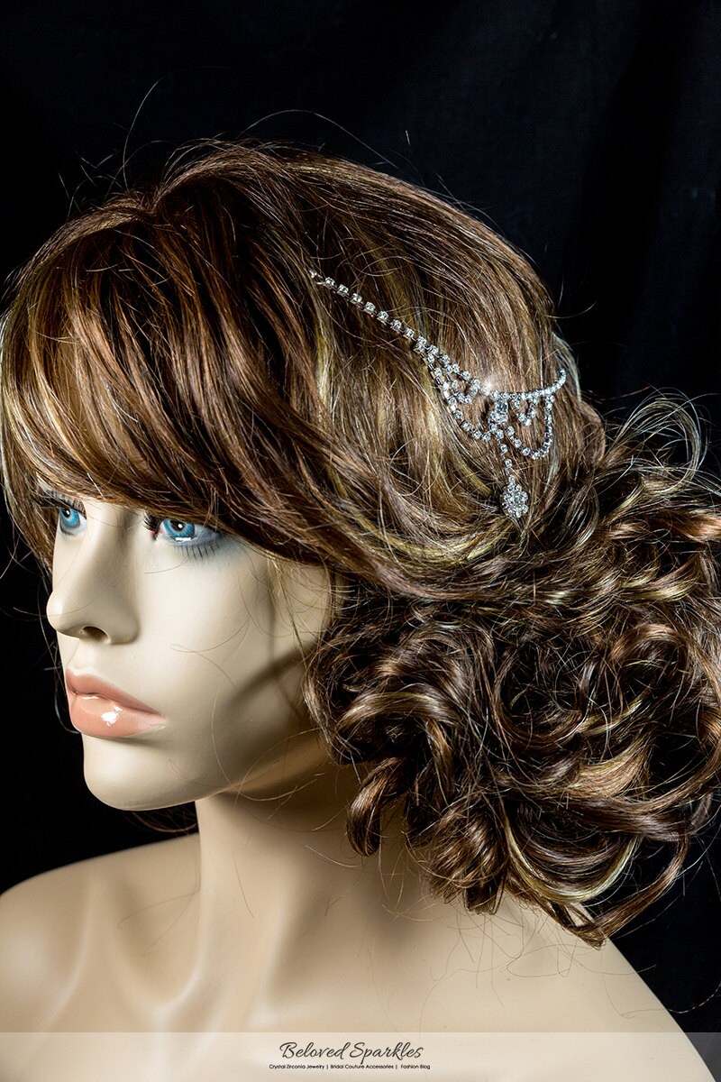 Bridal Forehead Crystal Chain, Vintage Great Gatsby Art Deco Drape Dangle  Crystal Wedding Hair Chain, Vintage Reign Forehead Head Piece - Etsy