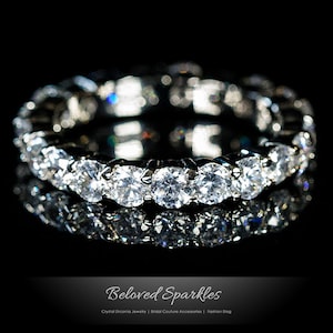 Krista Classic Round Cut 2 Carat Cubic Zirconia Eternity Ring, Faux Diamond Stackable Fashion Band Ring-CZ Bridal Wedding Promise Band Ring