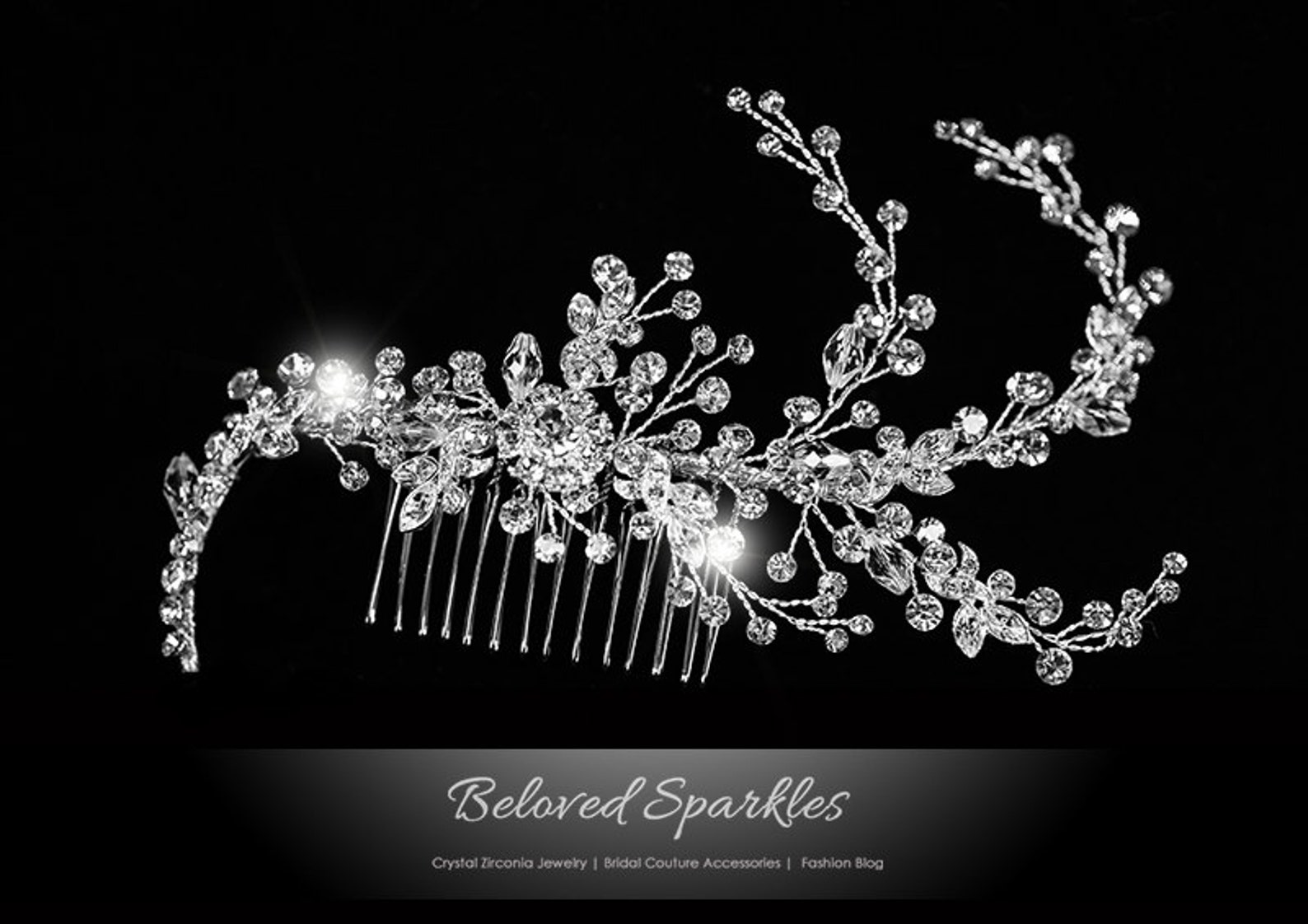 Bridal Hair Comb Swarovski Crystal Hair Comb Vintage Flower Etsy
