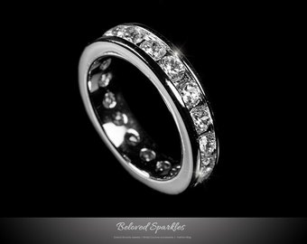 Hillary 3 Carat Round CZ Eternity Wedding Ring-Classic Round Cut Stackable Cubic Zirconia Anniversary Promise Eternity Band Ring