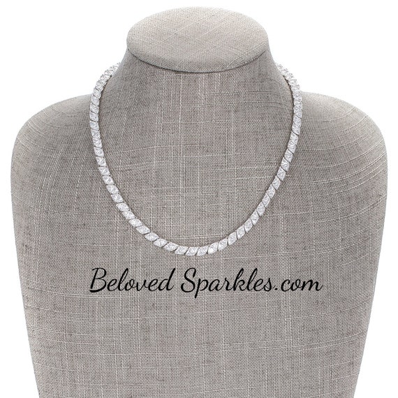 Freyara 5mm or 9mm Trillion Cut Cubic Zirconia 60ct Tennis