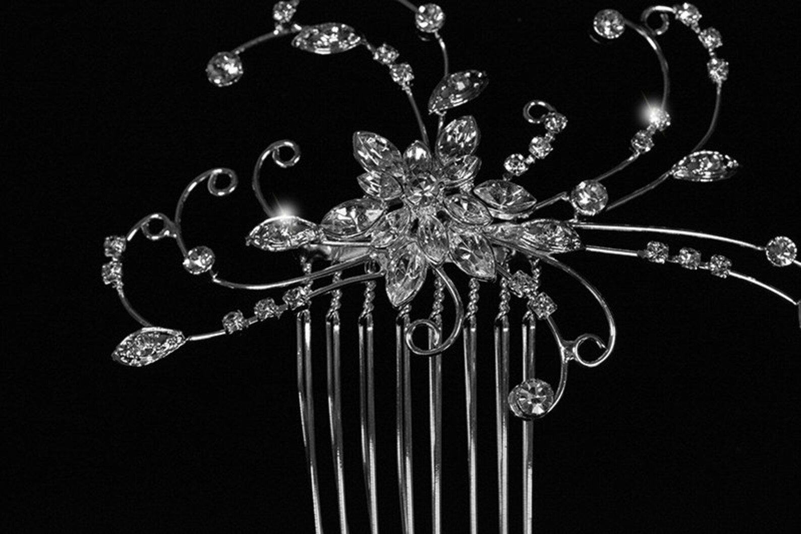 Janet Swarovski Crystal Art Deco Flower Cluster Hair Comb Art Etsy