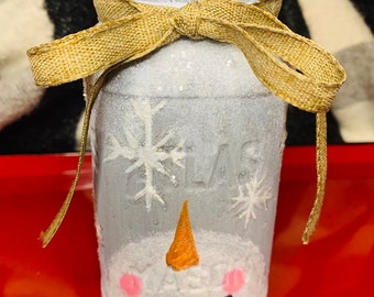 Snowman mason jar