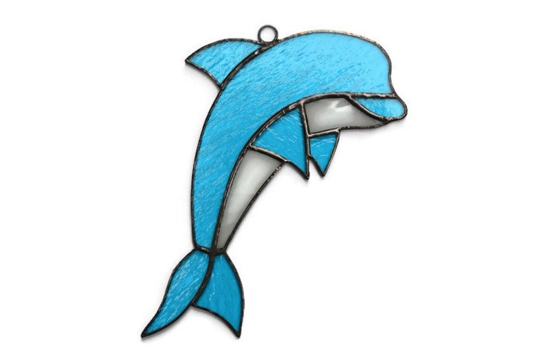 Stained Glass Dolphin Suncatcher. Dolphin Sun Catcher. Dolphin Etsy