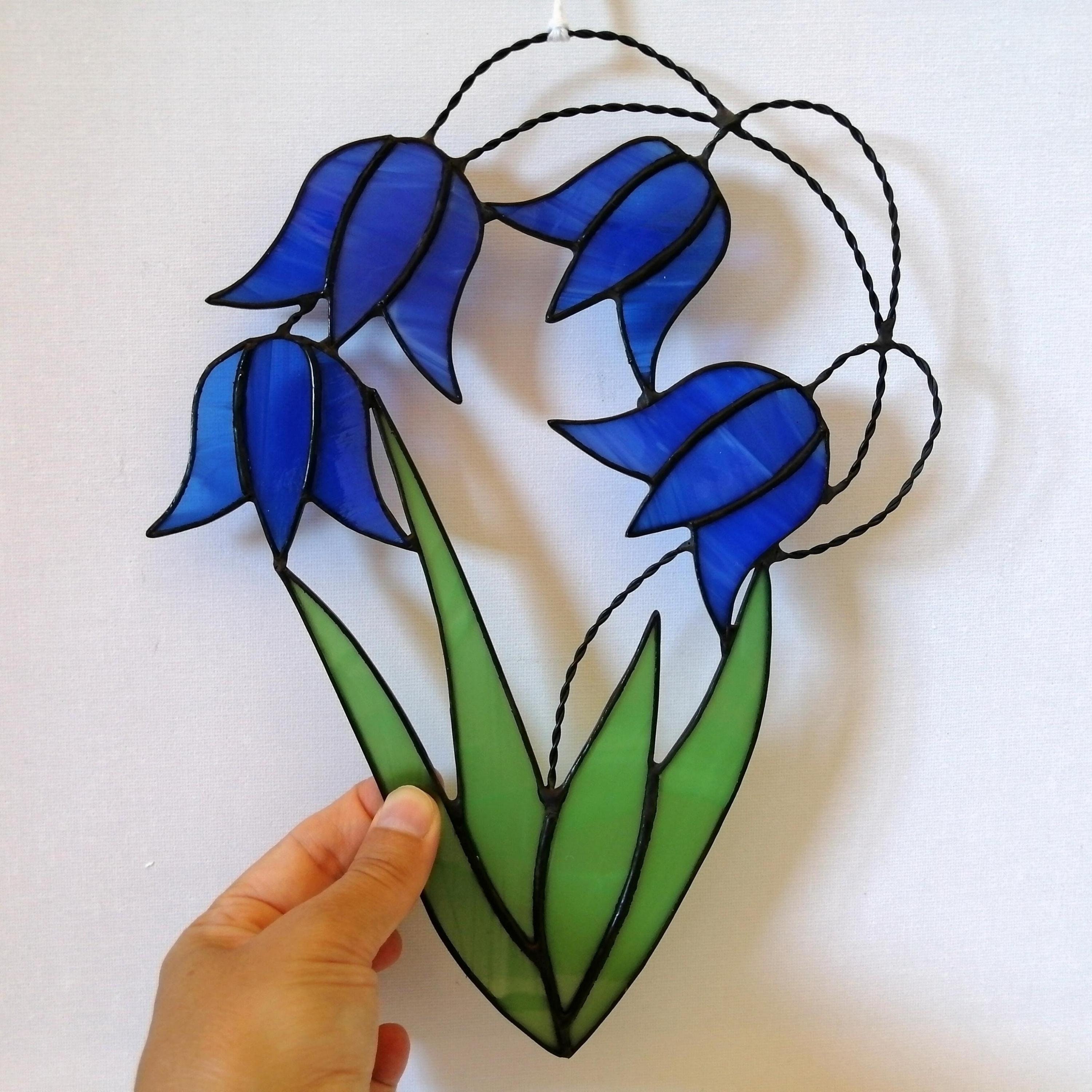Bluebells Bouquet Stained Glass Flowers Suncatcher - Everlasting Wildflowers Home Decor
