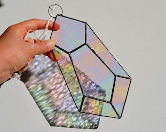 Clear Iridescent Stained Glass Crystal Suncatcher