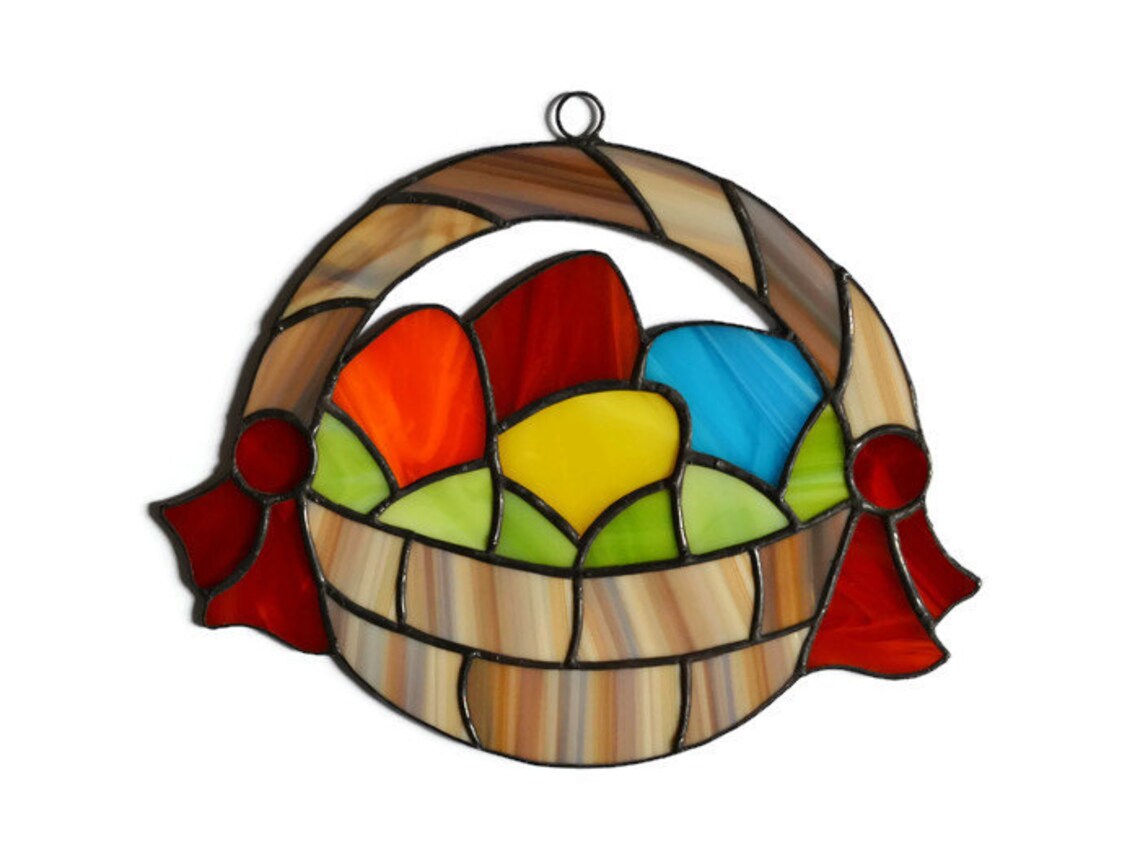 Stained Glass Easter Basket Suncatcher Stained Glass Easter Etsy