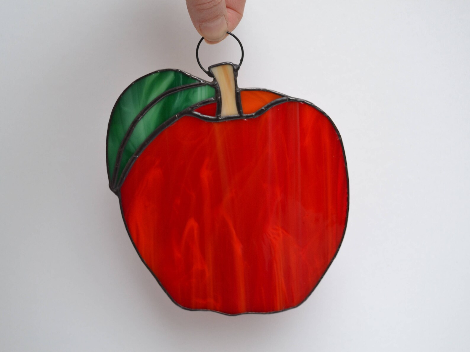 Stained Glass Apple Suncatcher Apple Stained Glass Window Etsy