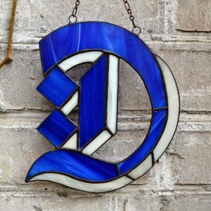 Benutzerdefinierte Initialen Glasmalerei Suncatcher - personalisierte Monogramm Buchstaben Schild Gothic