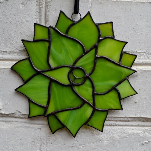 Stained Glass Succulent Suncatcher Window Hanging or Wall Etsy