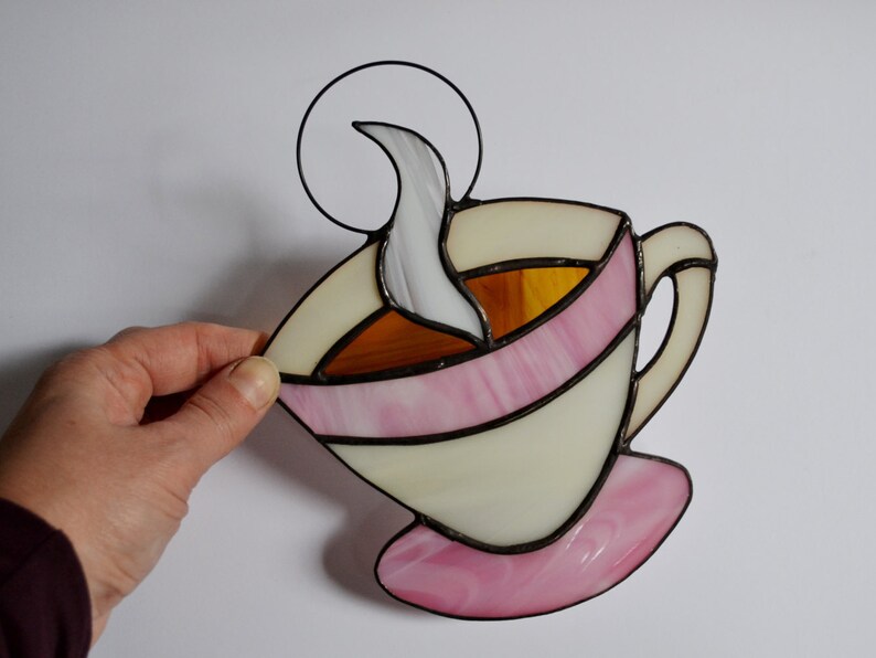 Stained Glass Coffee Cup Suncatcher Window Hanging or Wall Etsy