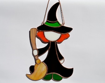 Stained Glass Witch Suncatcher