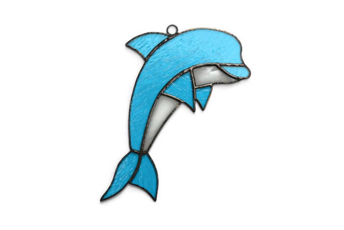 Stained Glass Dolphin Suncatcher. Dolphin Sun Catcher. Dolphin Etsy
