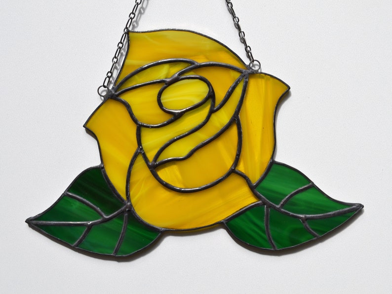 Beautiful Yellow Rose Stained Glass Yellow Rose of Texas | Etsy