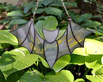 Bat Stained Glass. Witchy Stained Glass Bat Suncatcher. Goth Bat Sun Catcher. Bat Lovers Gift