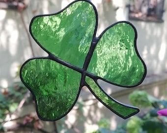 Stained Glass Shamrock Suncatcher Window Hanging or Wall Decor. Handmade Lucky Clover Sun Catcher