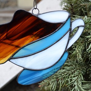 Stained Glass Coffee Cup Suncatcher for Kitchen Decor image 2