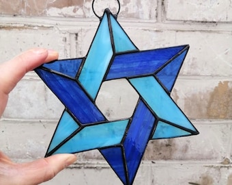 Acchiappasole in vetro colorato con Stella di David, da appendere alla finestra o da appendere alla parete, per casa o ufficio. Regalo per amici ebrei per la festa di Hanukkah.