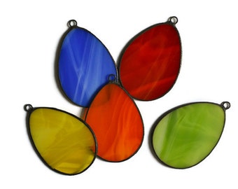 Colorful Stained Glass Easter Eggs Suncatcher Set of 5 - Decorative Easter Sun Catcher Window Hanging