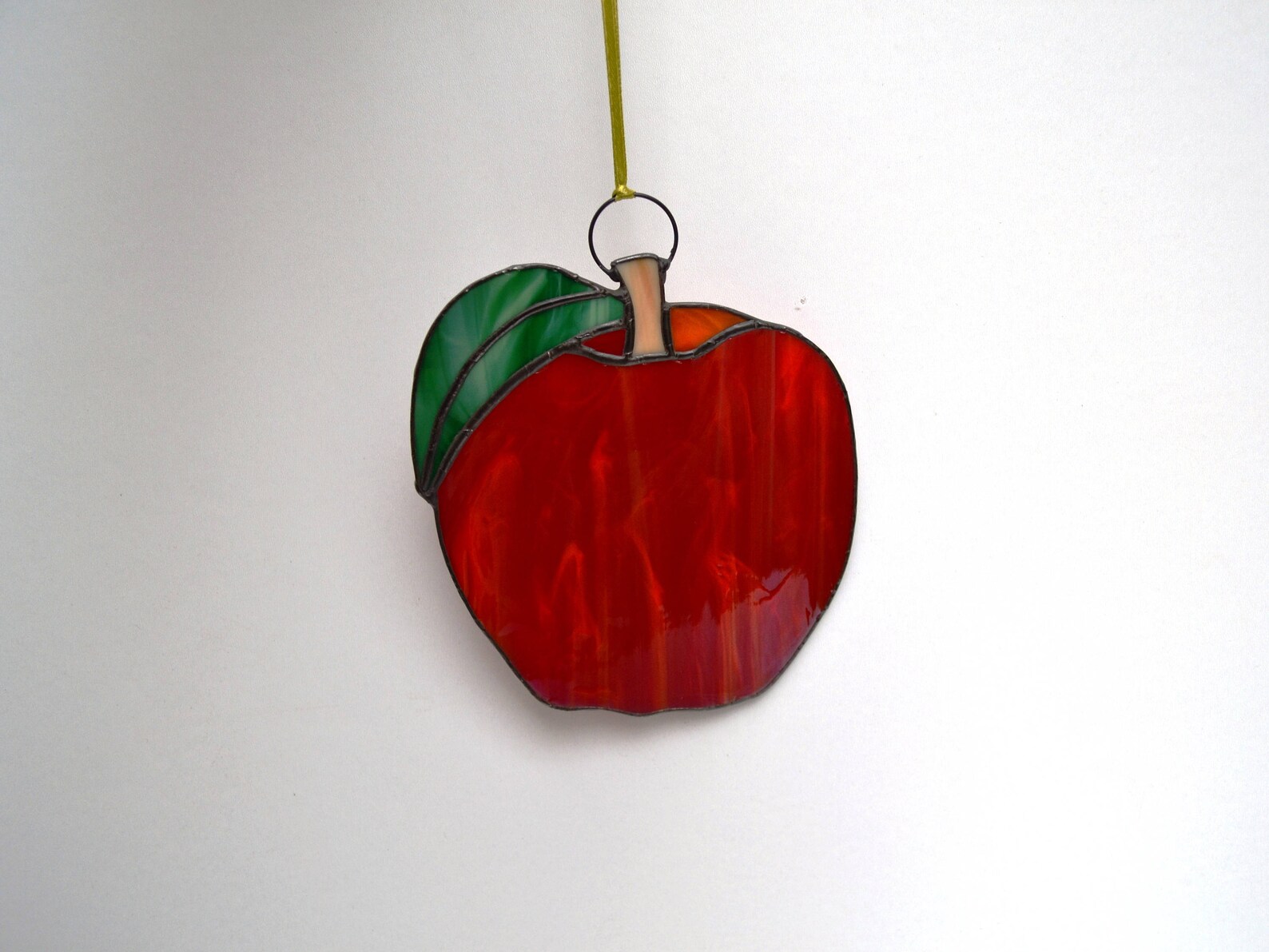 Stained Glass Apple Suncatcher Apple Stained Glass Window Etsy
