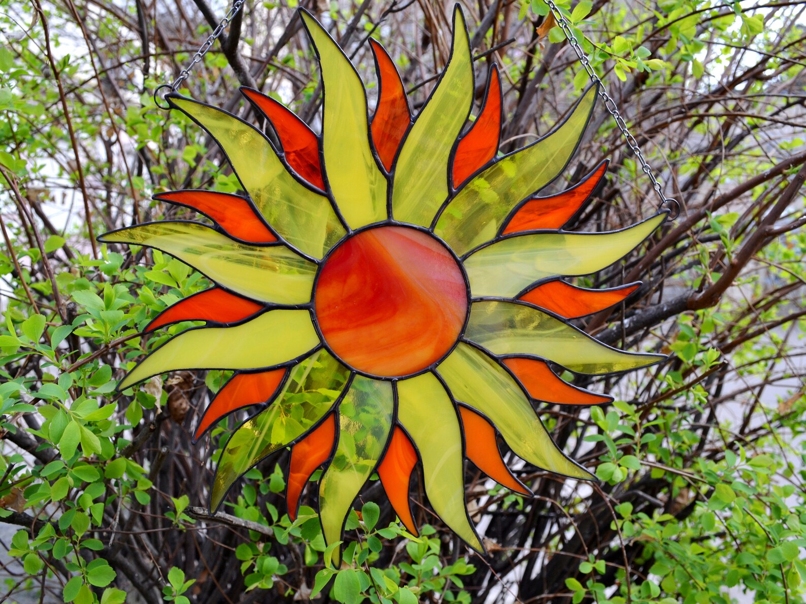 Stained Glass Sun Suncatcher. Sun Stained Glass Panel Etsy