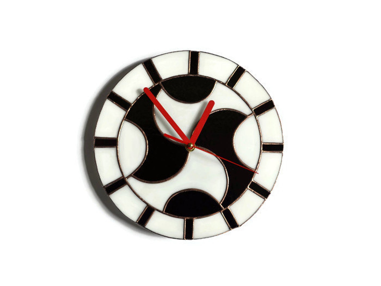 Black and White Wall Clock 10 Inch Black White Clock Retro Etsy